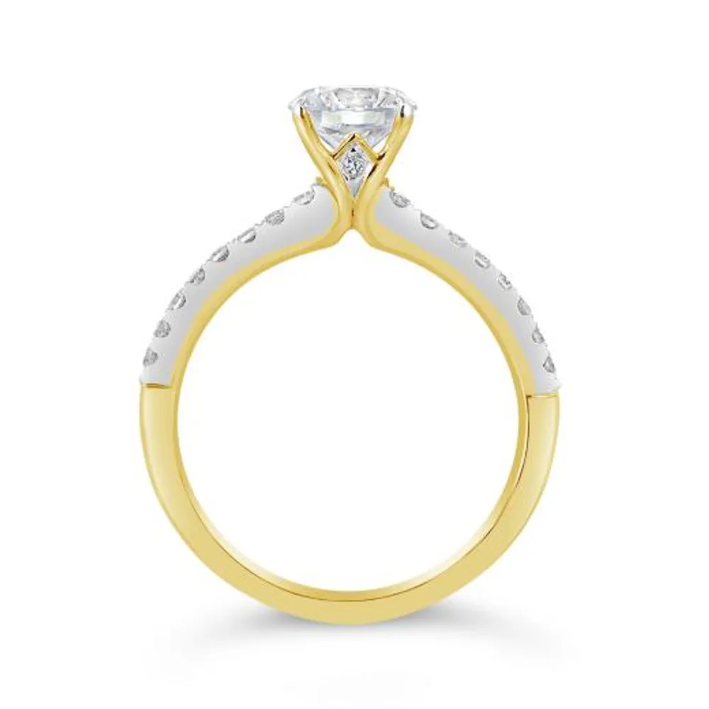 14K Yellow & White Gold 1.25CTW Diamond Solitaire with Side Accents Ring