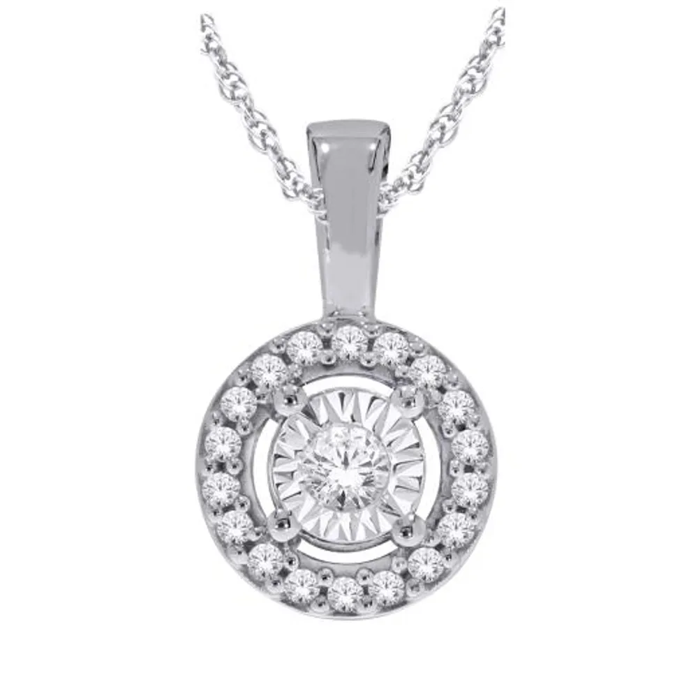 Sterling Silver 0.10CTW Diamond Halo Pendant