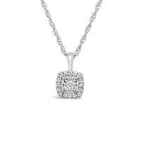 Sterling Silver Cushion Shape 0.10CTW Diamond Pendant