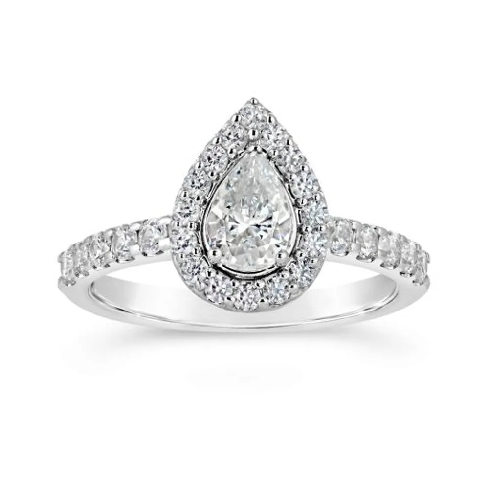 Glacier Fire 14K White Gold 1.20CTW Pear Shape Bridal Ring