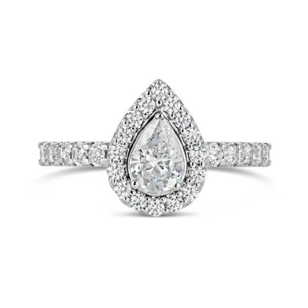 Glacier Fire 14K White Gold 1.20CTW Pear Shape Bridal Ring