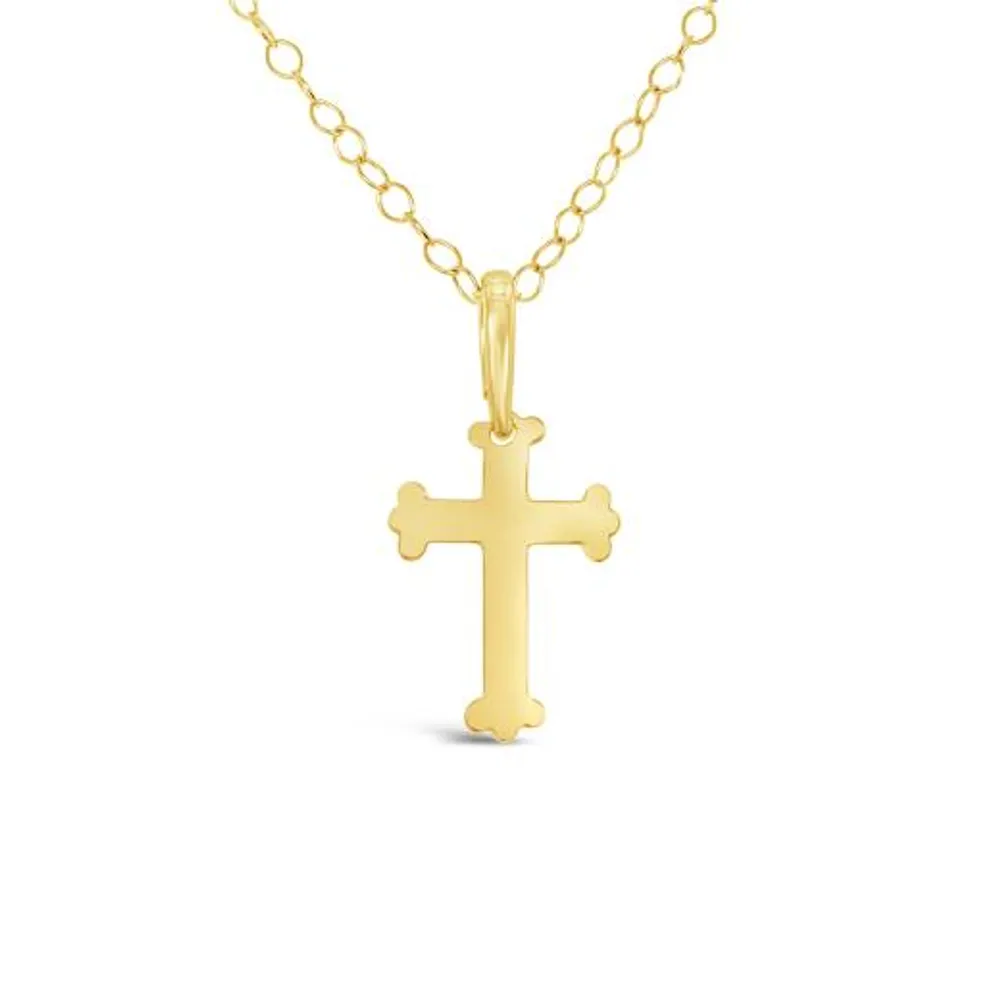 10K Gold 17mm Cross Pendant Necklace