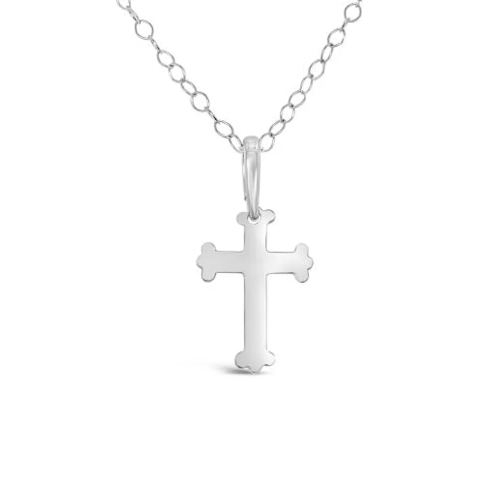 10K White Gold 17mm Cross Pendant Necklace