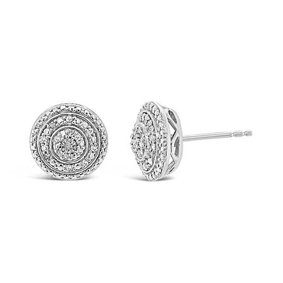 Sterling Silver 0.09CTW Diamond Bouquet Studs
