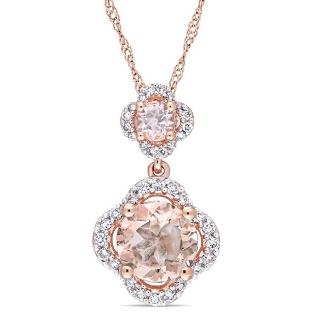 Julianna B 14K Rose Gold Morganite & Diamond Necklace