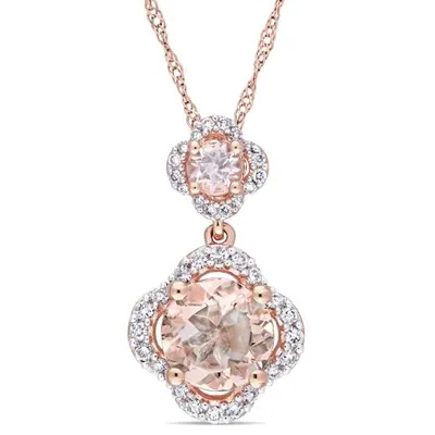 Julianna B 14K Rose Gold Morganite & Diamond Necklace
