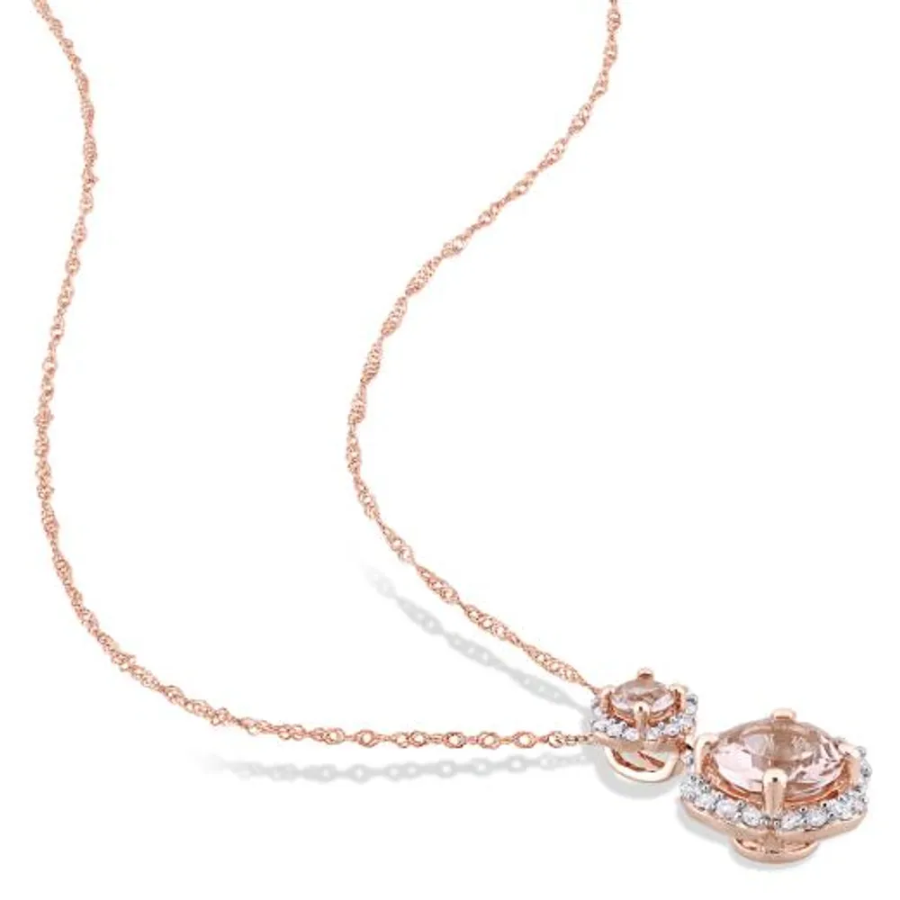 Julianna B 14K Rose Gold Morganite & Diamond Necklace