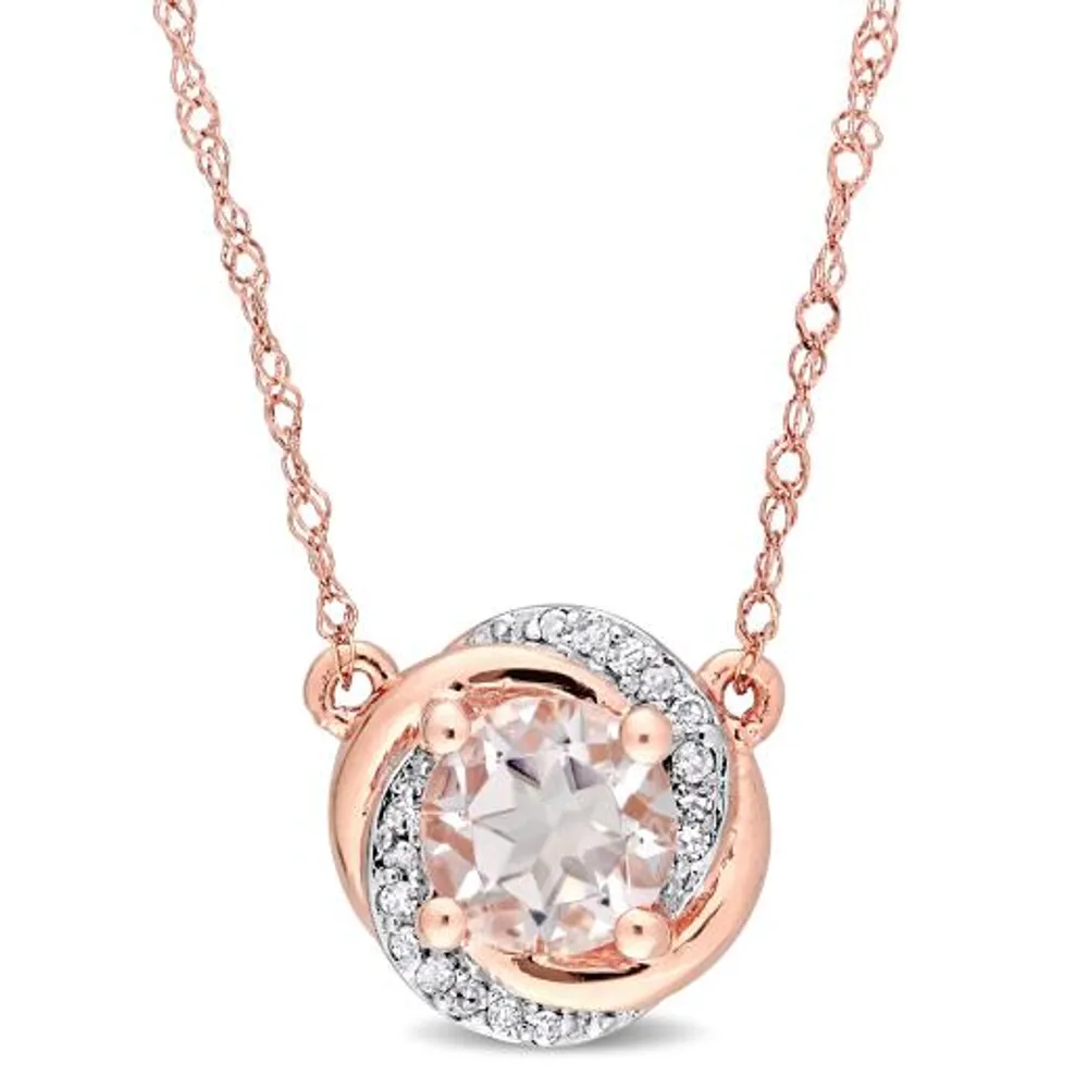 Julianna B 10K Rose Gold Morganite & Diamond Necklace