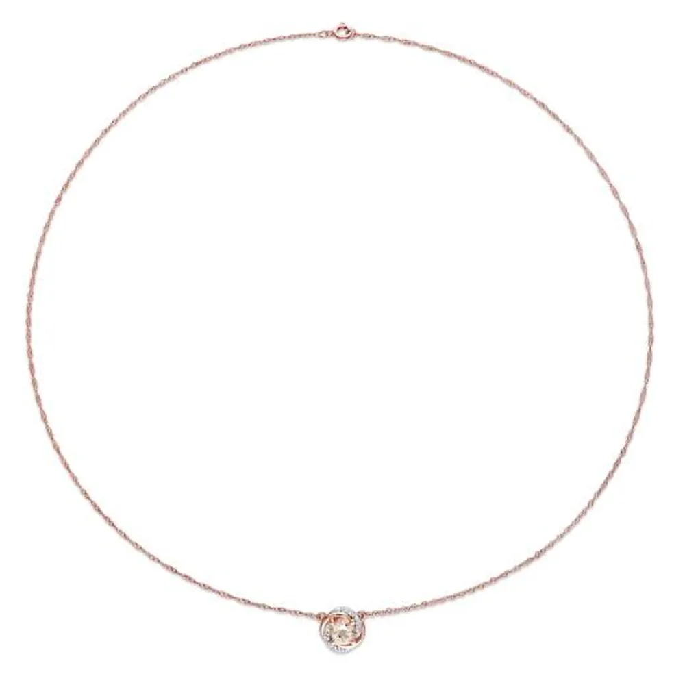 Julianna B 10K Rose Gold Morganite & Diamond Necklace