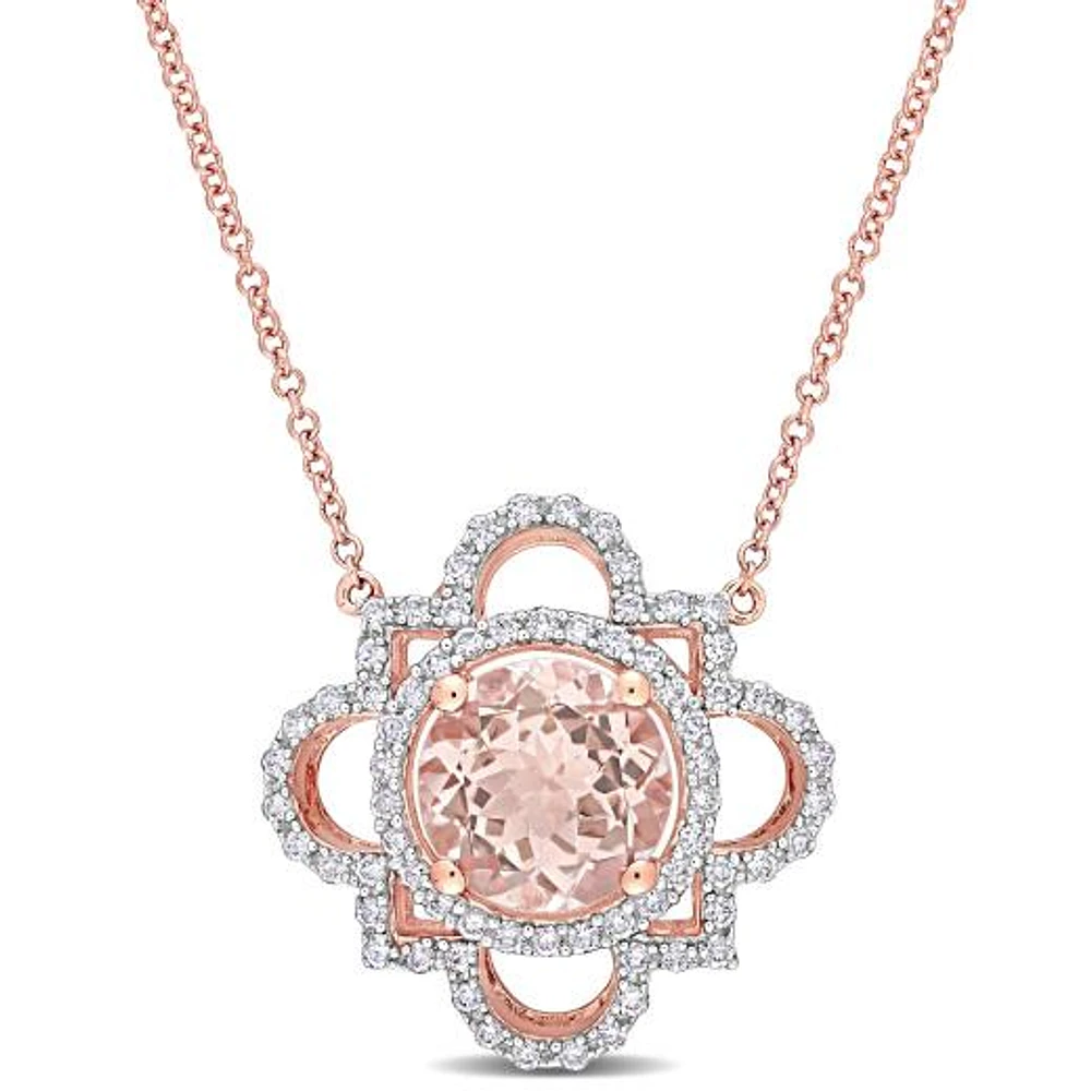 Julianna B 14K Rose Gold Morganite & Diamond Necklace