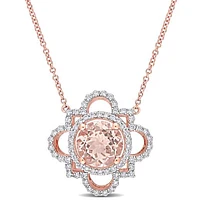 Julianna B 14K Rose Gold Morganite & Diamond Necklace