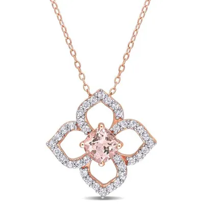 Julianna B Sterling Silver Morganite & White Topaz Necklace