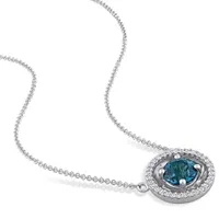 Julianna B 10K White Gold London Blue Topaz & Diamond Fashion Pendant