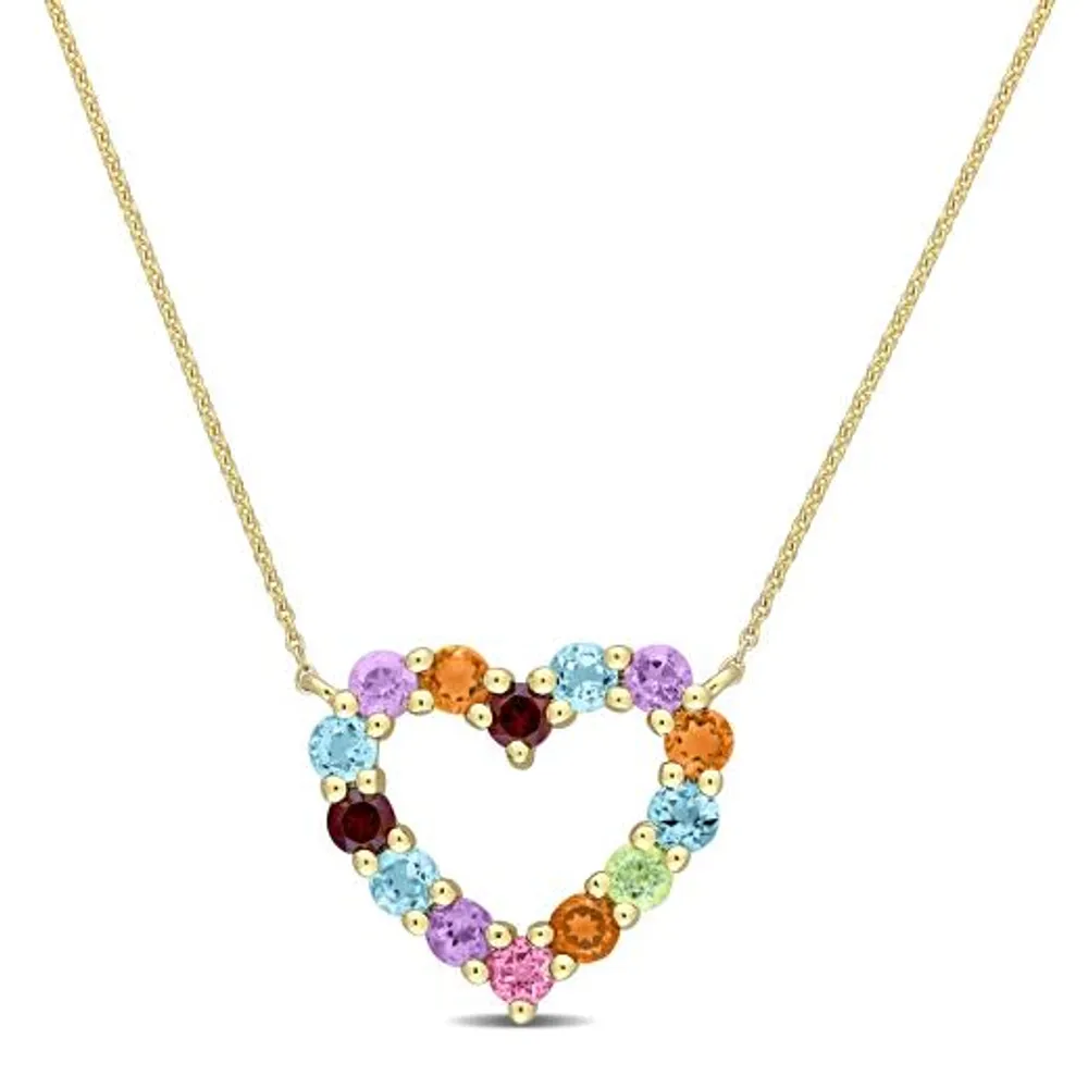 Julianna B 10K Yellow Gold Multi Gemstone Heart Necklace