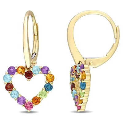 Julianna B 10K Yellow Gold Multi Gemstone Heart Earrings
