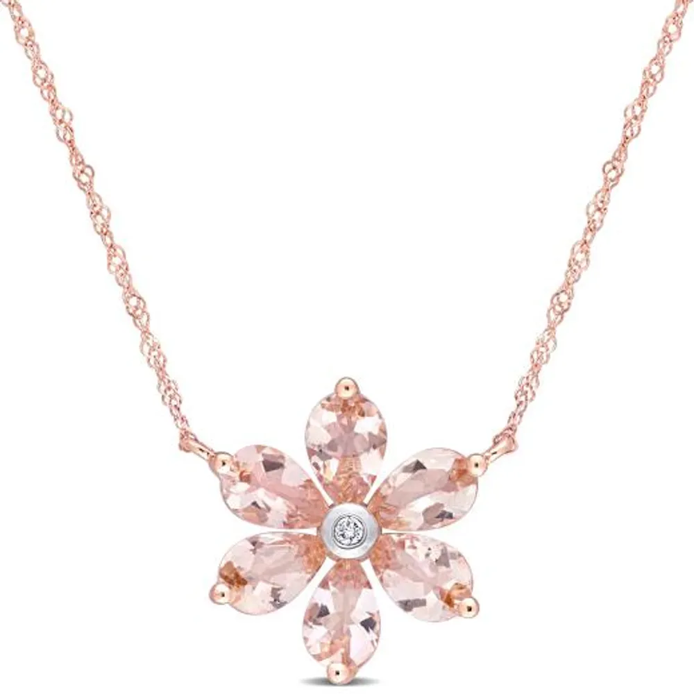 Julianna B 10K Rose Gold Morganite & Diamond Pendant