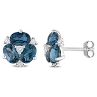 Julianna B 14K White Gold Blue Topaz & Diamond Earrings