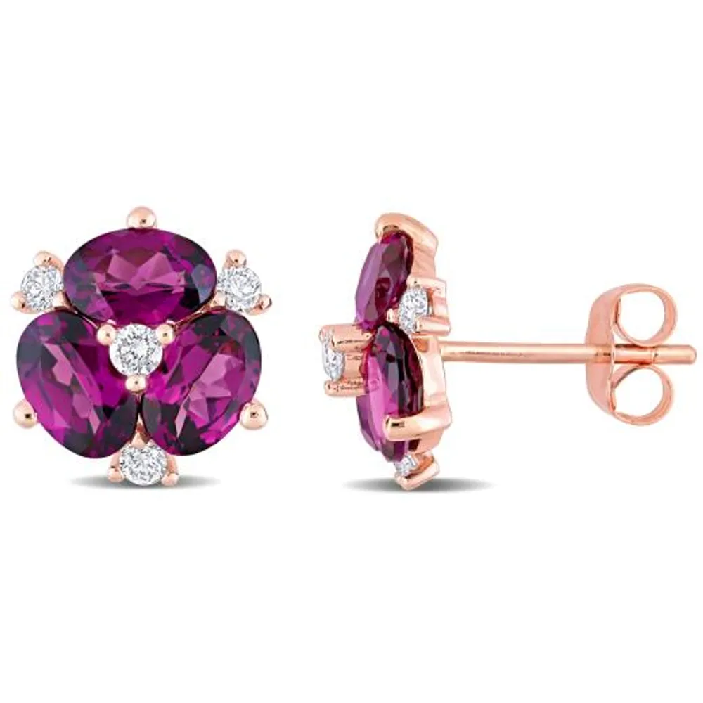 Julianna B 14K Rose Gold Rhodolite & Diamond Earrings
