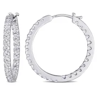 Julianna B 10K White Gold White Topaz Hoop Earrings