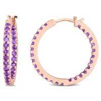 Julianna B 10K Rose Gold Amethyst Hoop Earrings