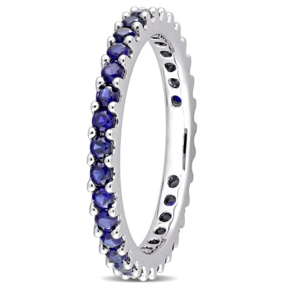 Julianna B 10K White Gold Created Blue Sapphire Eternity Ring