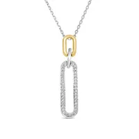 Sterling Silver & 10K Yellow Gold 0.11CTW Diamond Paperclip Pendant