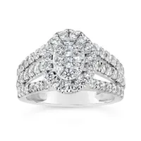 10K White Gold Oval Shaped Fashion Ring 1.50CTW I2/IJ