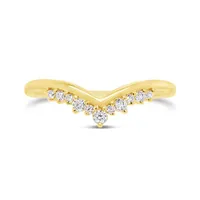 10K Yellow Gold Stackable 0.15CTW Chevron Band