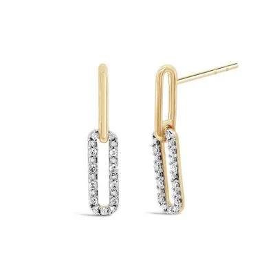 10K Yellow Gold 0.10CTW Diamond Paperclip Earrings