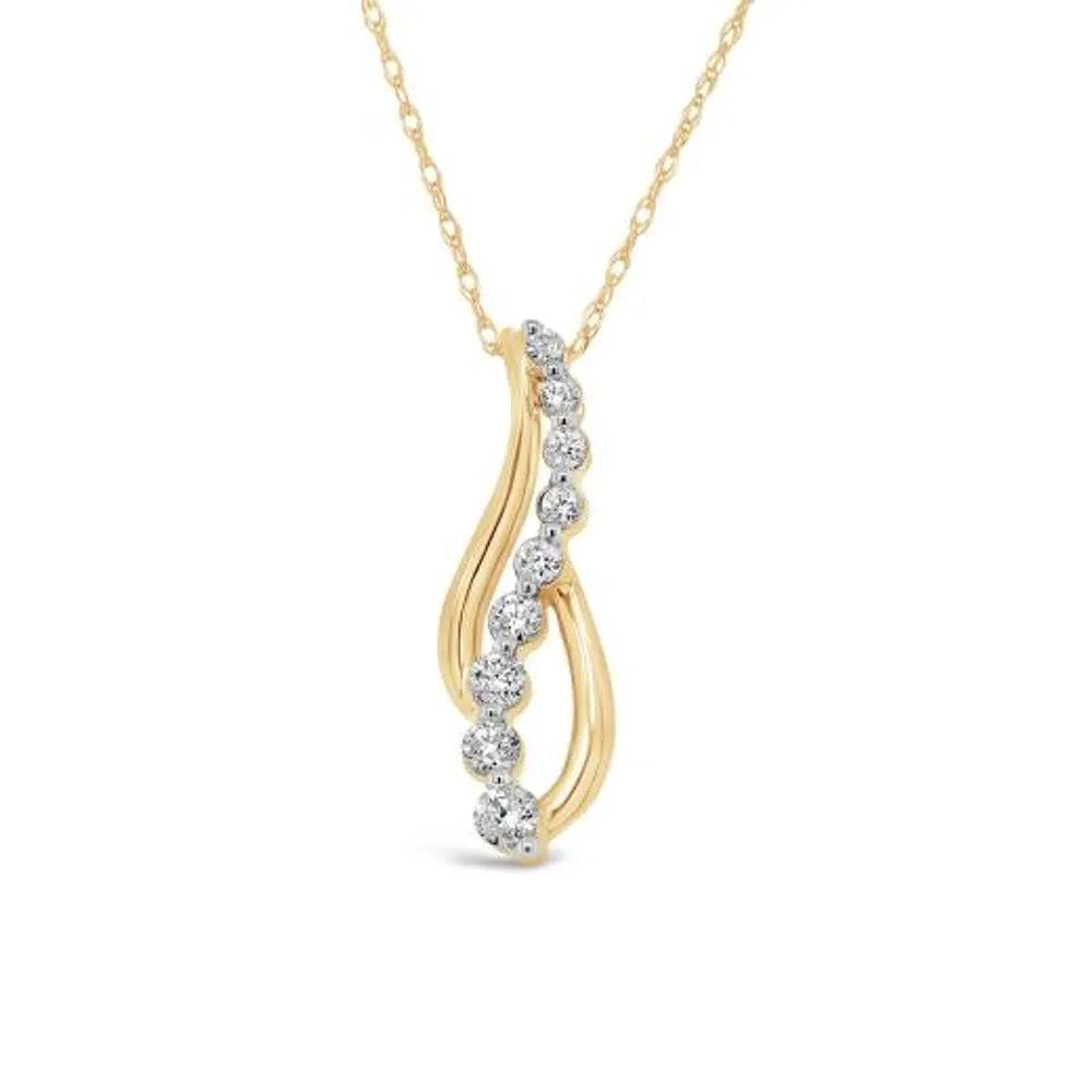 10K Yellow Gold 0.20CTW Diamond Journey Pendant