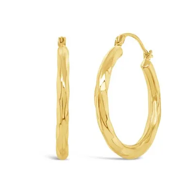 14K Yellow Gold 25mm Twisted Tube Hoops