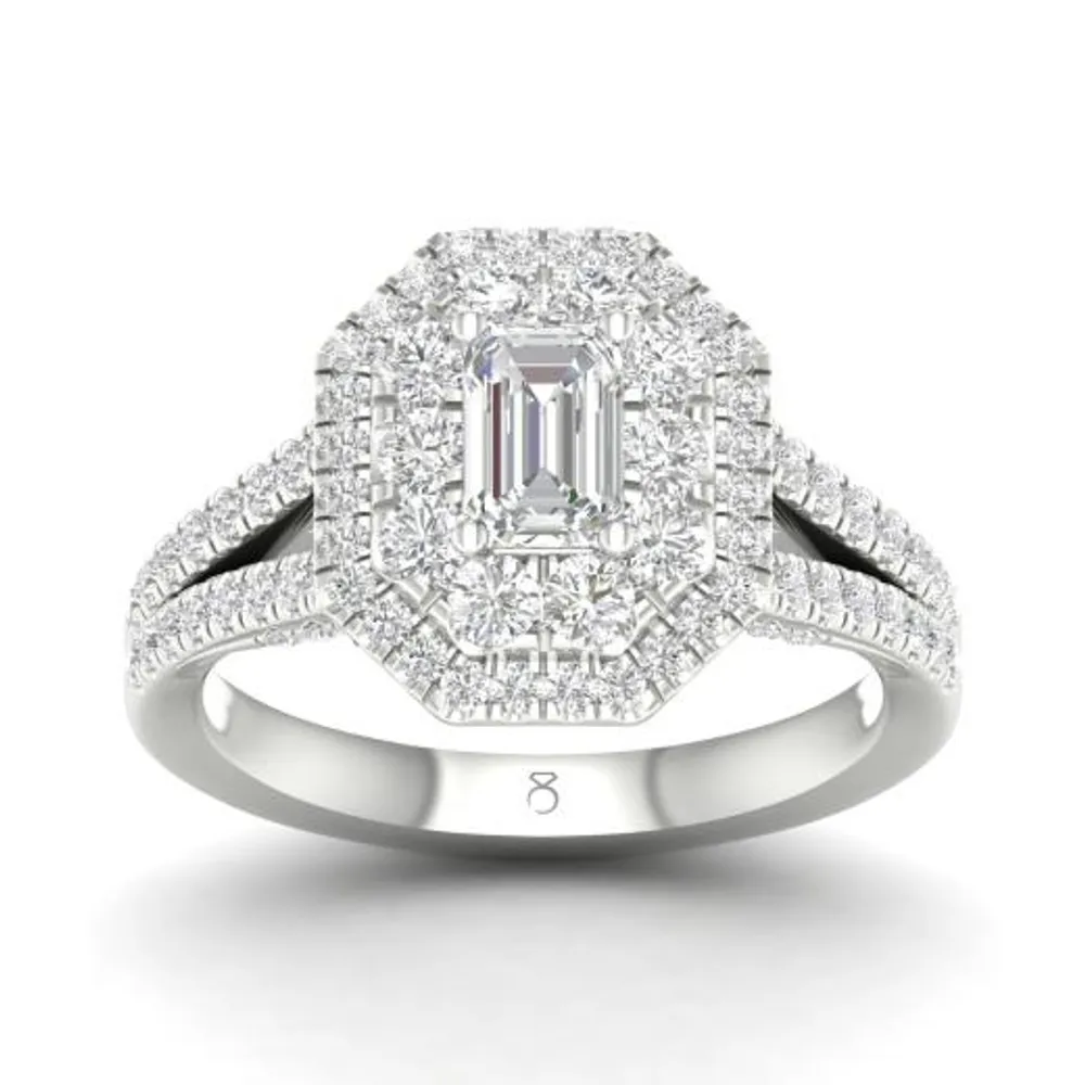 My Diamond Story 14K White Gold Emerald Cut Canadian Bridal Ring 1.50CTW I1/HI