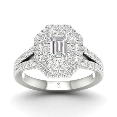 My Diamond Story 14K White Gold Emerald Cut Canadian Bridal Ring 1.50CTW I1/HI