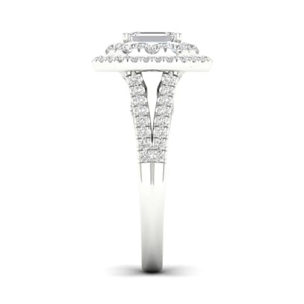 My Diamond Story 14K White Gold Emerald Cut Canadian Bridal Ring 1.50CTW I1/HI