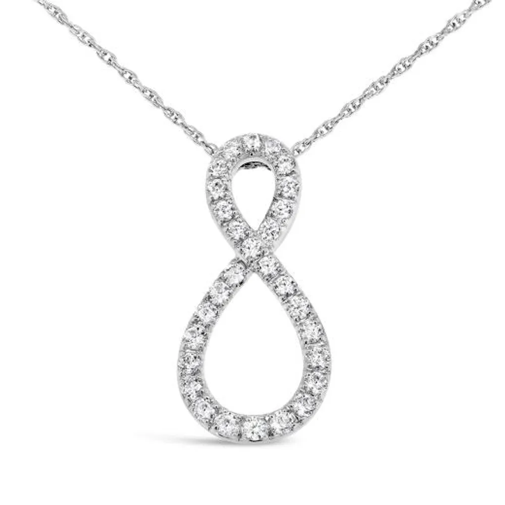 10K White Gold 0.50CTW Diamond Infinity Pendant