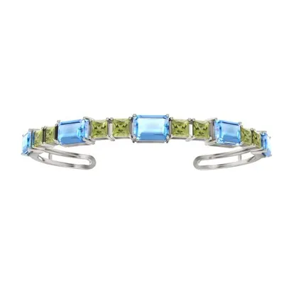 Sterling Silver Blue Topaz & Peridot Cuff Bracelet