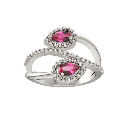 Sterling Silver Created Ruby & Diamond Ring