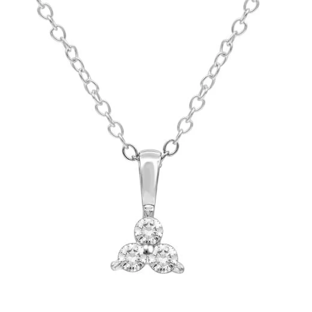 10K White Gold 0.15CTW Diamond Three Stone Pendant