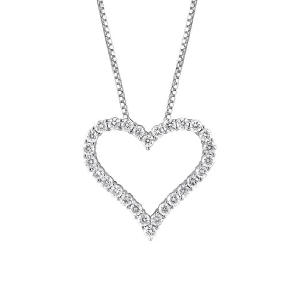 14K White Gold Lab Grown 0.50CTW Diamond Heart Pendant