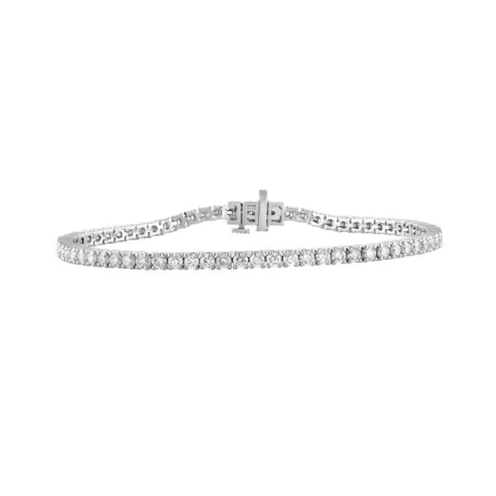 14K White Gold Lab Grown Tennis Bracelet 4.00CTW SI2/HI