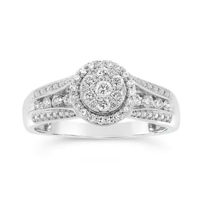 10K White Gold 0.50CTW Round Diamond Fashion Ring