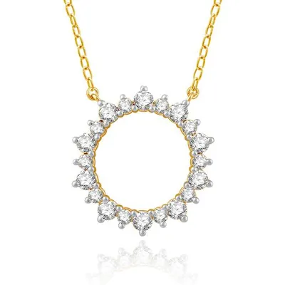10K Yellow Gold 1.00CTW Diamond Circle Necklace