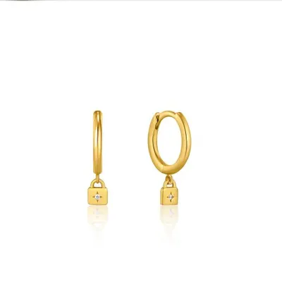 Ania Haie Gold Padlock Huggie Hoop Earrings