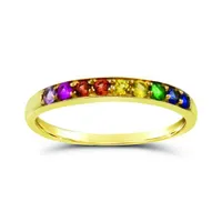 10K Yellow Gold Multi Sapphire Rainbow Ring