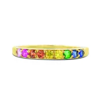 10K Yellow Gold Multi Sapphire Rainbow Ring