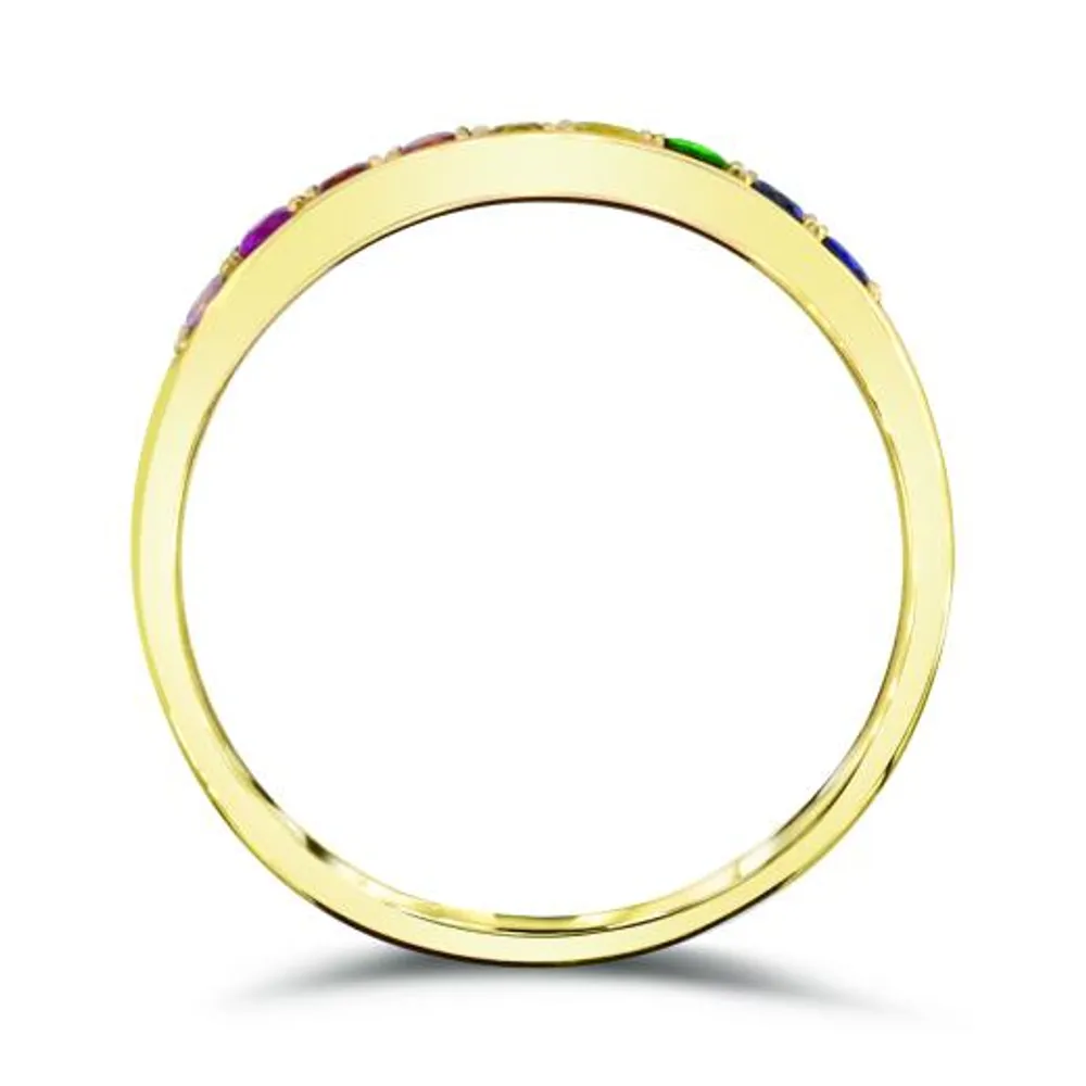 10K Yellow Gold Multi Sapphire Rainbow Ring