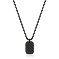 SteelX Stainless Steel 24" Antique Black Textured Tag Necklace