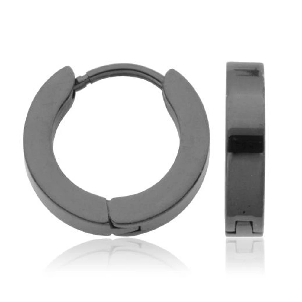 SteelX Stainless Steel Black Huggie Hoop Earrings