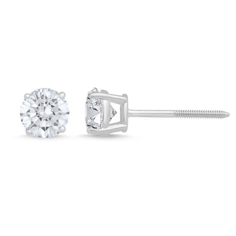 14K White Gold 0.75CT Diamond Solitaire Stud Earrings