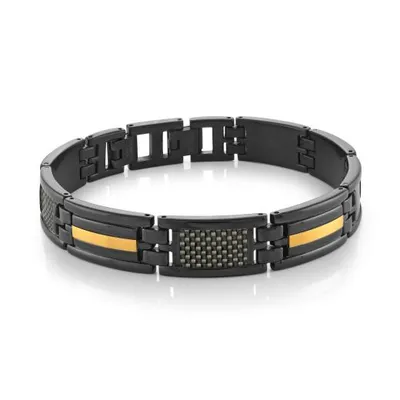 Stainless Steel 8+0.5" Gold-plated Carbon Fibre Bracelet